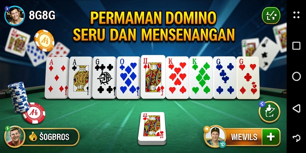 Tampilan gameplay 8G8G dengan aksi seru permainan Domino.