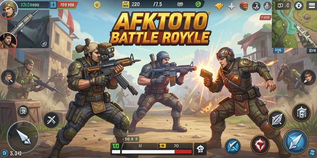 Tangkapan layar gameplay seru AFKTOTO di arena Battle Royale.