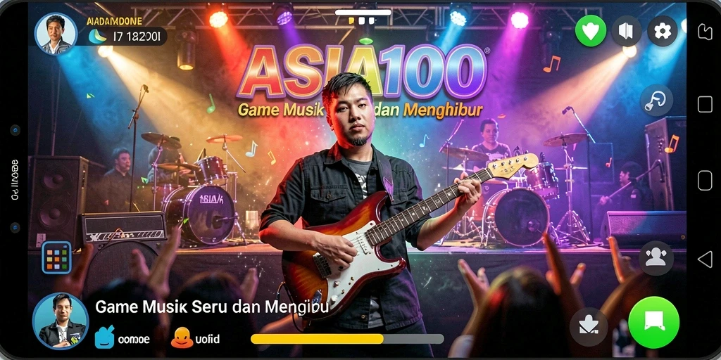 Tampilan gameplay ASIA100 yang menampilkan serunya permainan musik.