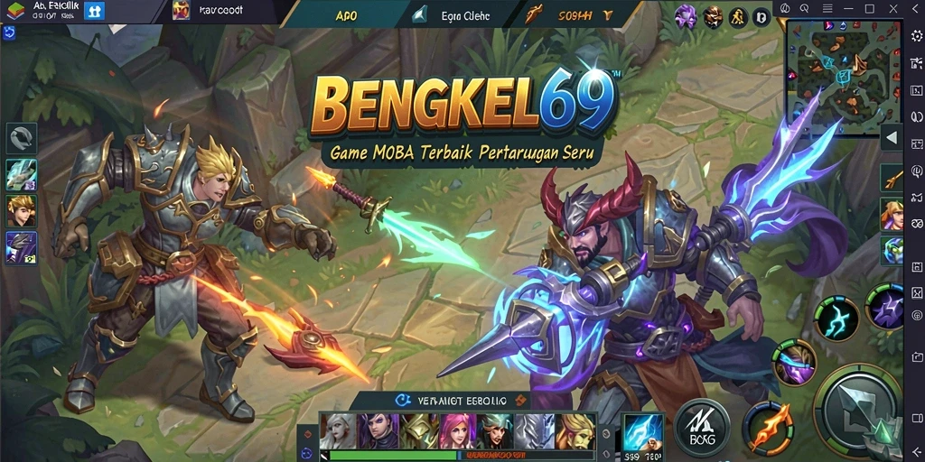 Tampilan gameplay seru di BENGKEL69 dengan aksi MOBA yang menantang.