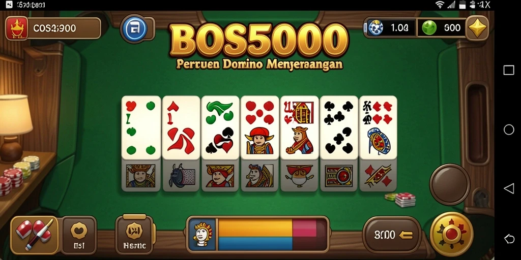 Tampilan gameplay dalam aplikasi domino BOS5000 yang seru.