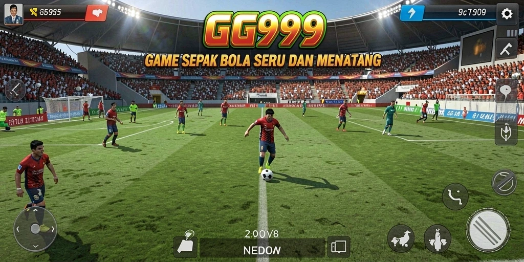 Tampilan screenshot GG999 yang menampilkan aksi seru di lapangan sepak bola.