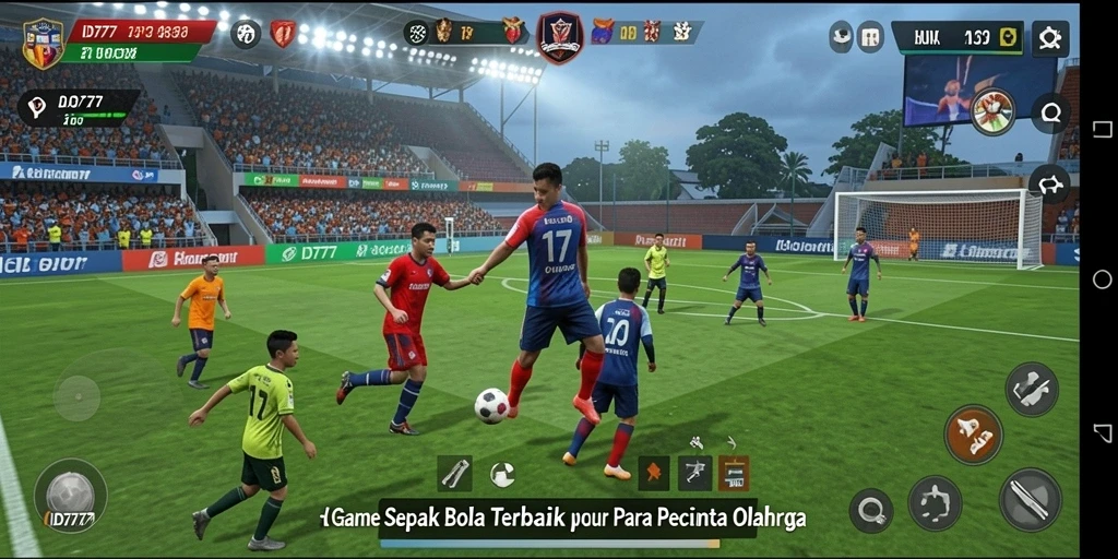 Tampilan gameplay menarik dari ID777 dengan aksi sepak bola yang mendebarkan.