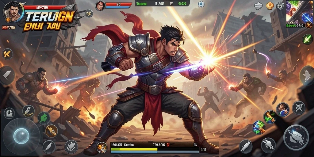 Tampilan gameplay seru dengan aksi pertarungan mendebarkan.