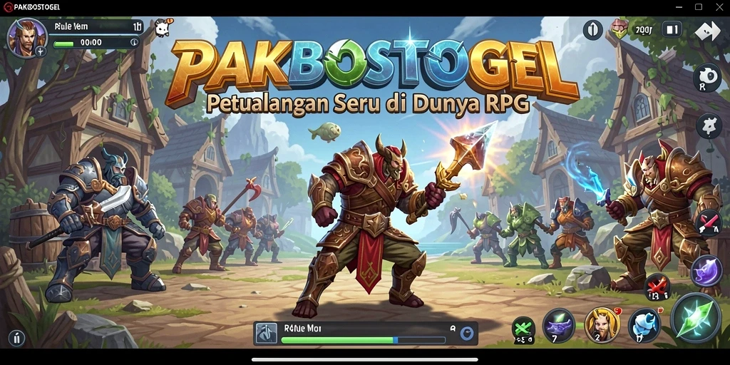 Menampilkan aksi pertempuran epik dalam PAKBOSTOGEL di dunia RPG.