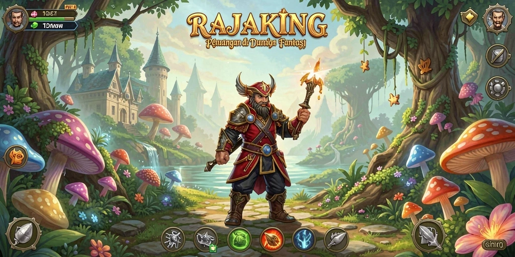 Tampilan gameplay menarik dari RAJAKING dalam dunia petualangan.