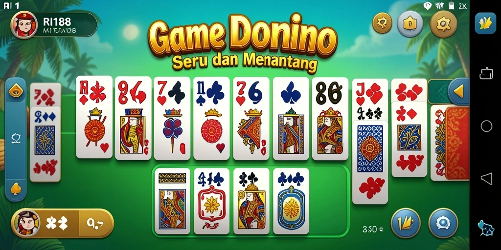 Tampilan gameplay seru di RI188 dengan pemain berinteraksi dalam permainan Domino.