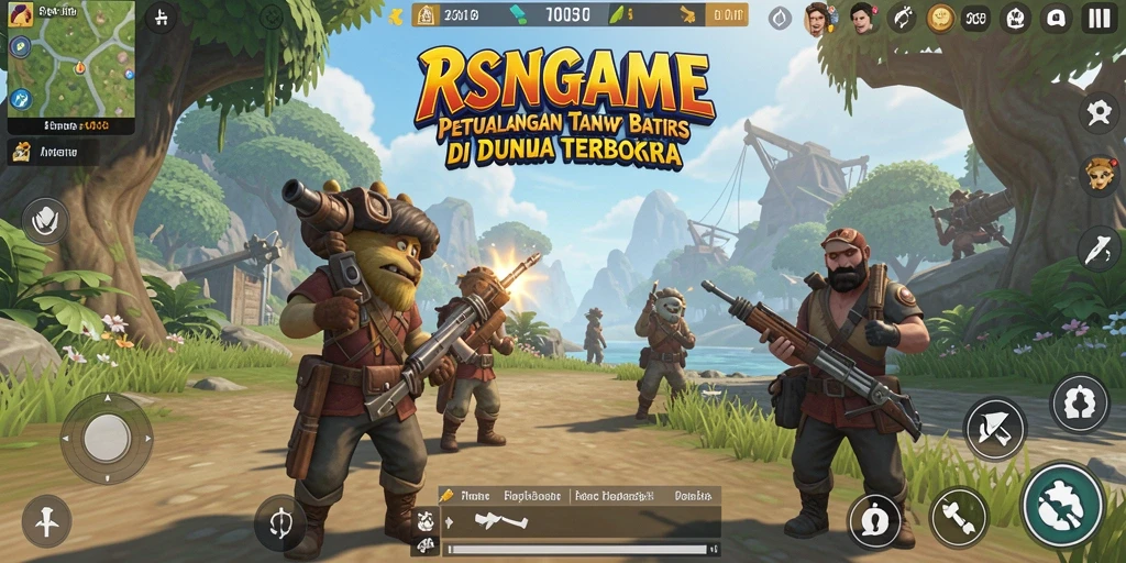 Tangkapan layar utama RSNGAME menampilkan gameplay eksplorasi dunia yang luas.