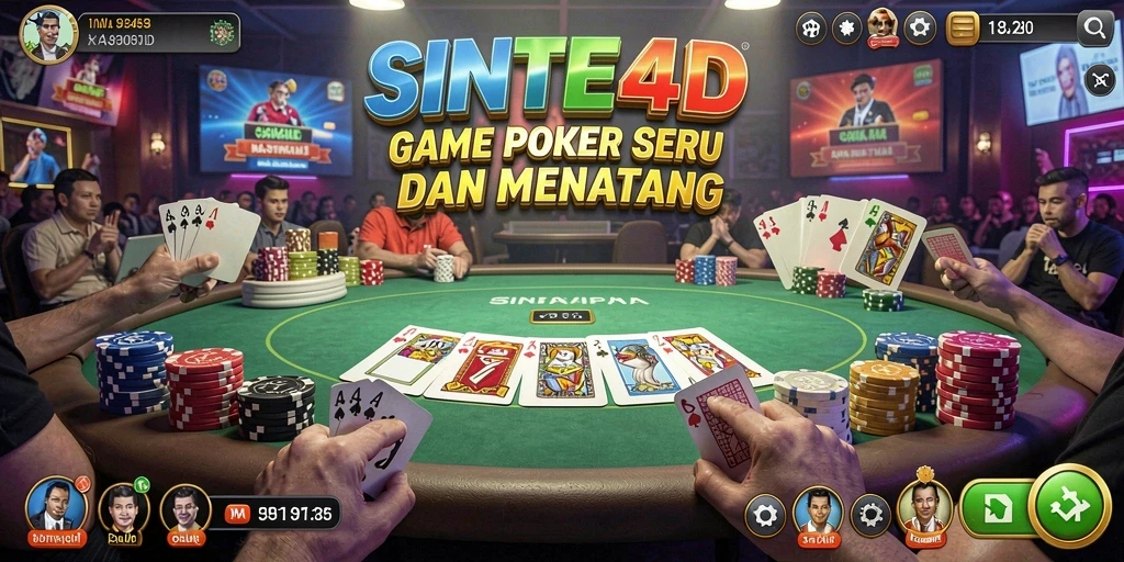 Tampilan menarik dari gameplay SINTE4D yang penuh aksi poker.
