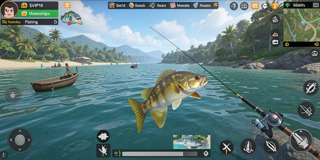 Tampilan gameplay SVIP10 menampilkan aksi memancing yang seru dan grafis yang menawan.