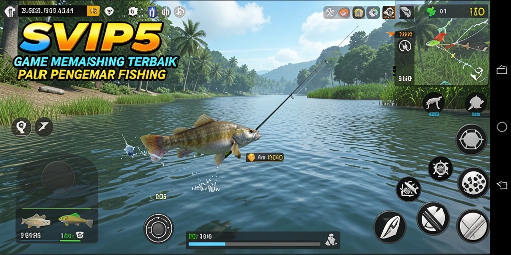 Tampilan gameplay SVIP5 dengan aksi memancing yang mendebarkan.