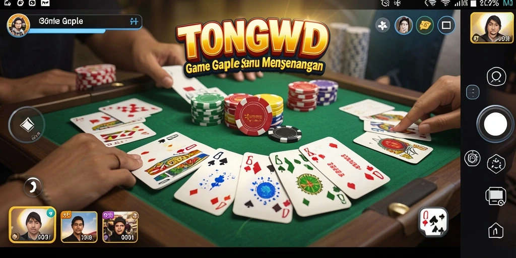 Tampilan gameplay seru di TONGWD, menunjukkan suasana Gaple yang menyenangkan.
