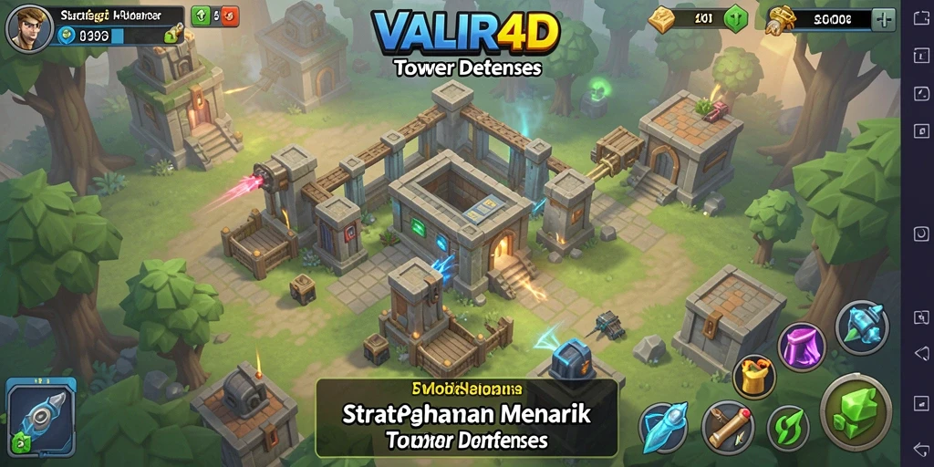 Tangkapan layar <strong>VALIR4D</strong> menampilkan aksi menegangkan dalam permainan Tower Defense.