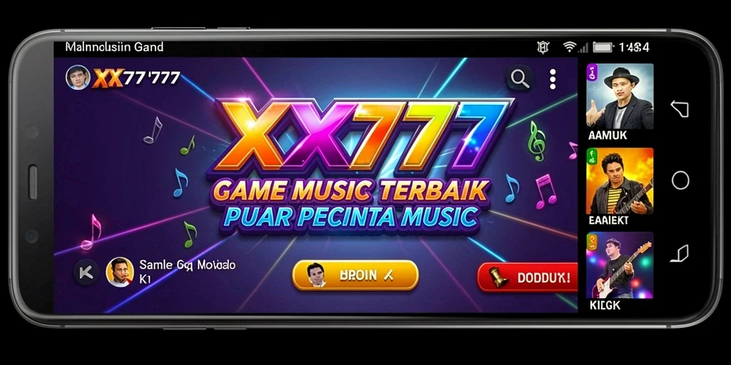 Tampilan gameplay XXX777 dengan berbagai tantangan musik yang seru.